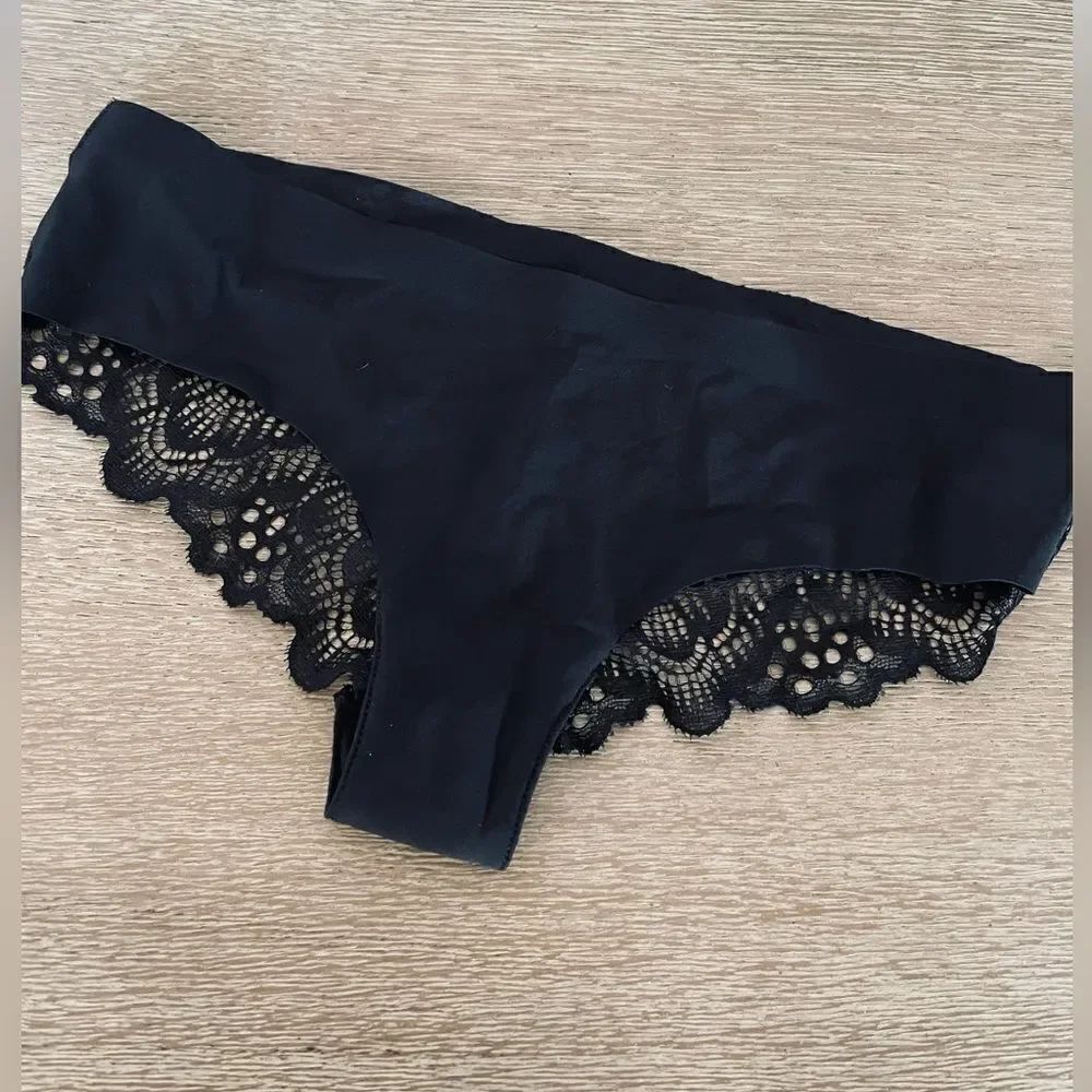 Charlotte Russe Smooth Black Lace Back Panty S